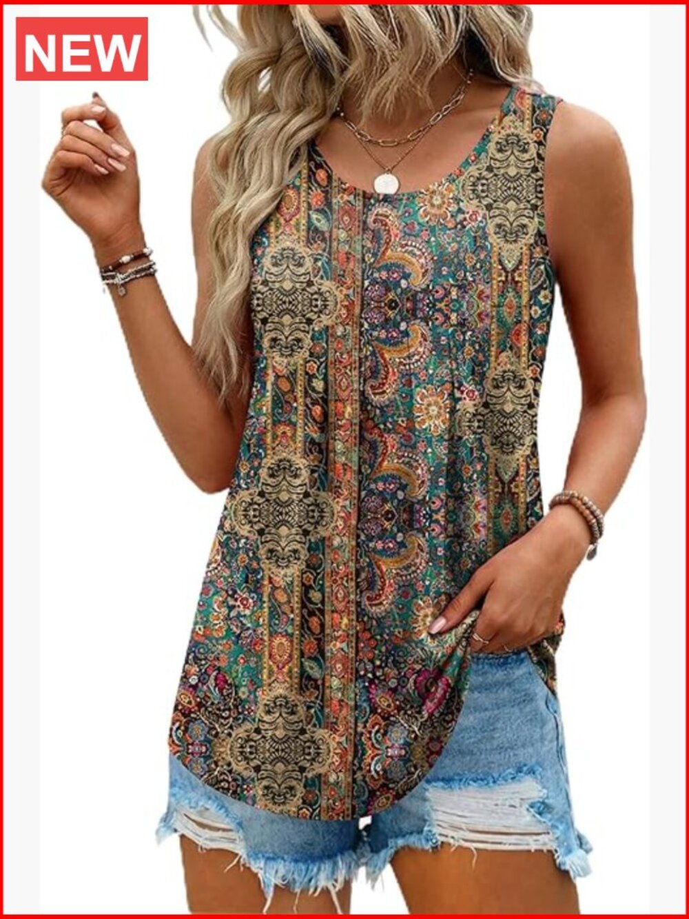 Sleeveless Pleated Tank Top Loose Fit Summer Tunic Business Casual Blouse